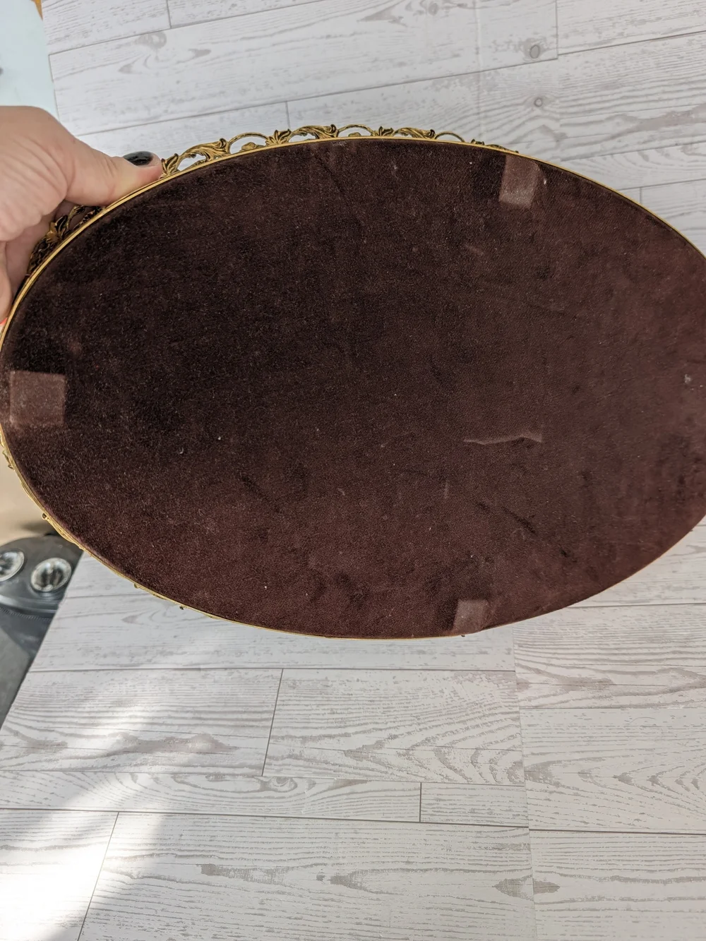 Vintage Hollywood Regency Gold Ormolu Mirrored Vanity Tray, Oval